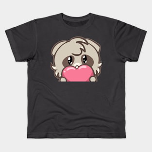 Raccoon holding a heart Kids T-Shirt